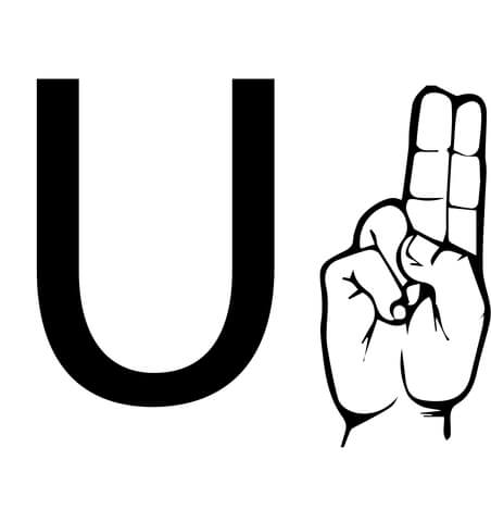 Asl Sign Language Letter U Coloring Page